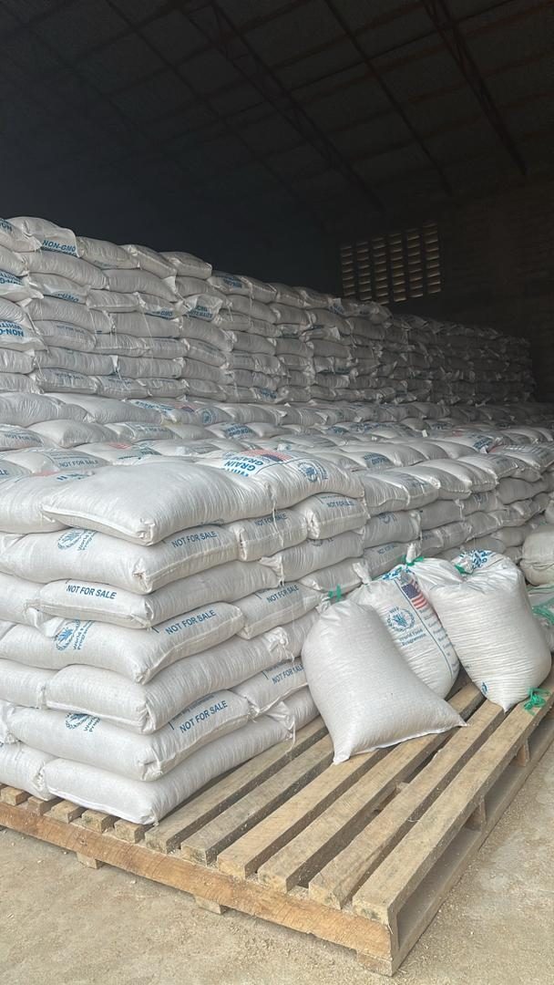 Grain stored in an international-grade warehouse